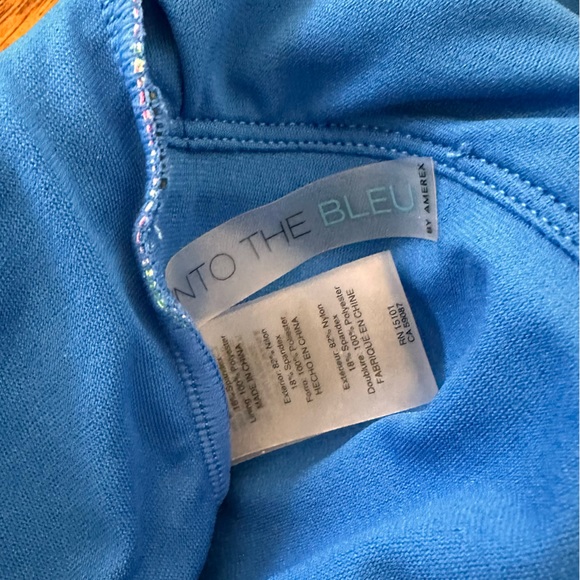 Into the Bleu by Amerex One Piece Swimsuit Dress Blue Floral Size 6 - Picture 8 of 8